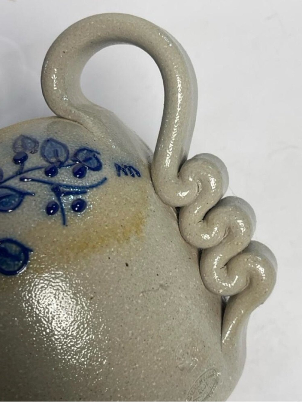 Salmon Falls Pottery Blueberry Vine Stoneware Oil Lamp - Picture 6 of 8